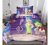 XYueww Inside Out 3 Pièces Parure De Lit Housse De Couettes Microfibre, Imprimée 3D Joy Housse De Couettes + Taies d'oreiller,pour Adultes Et Adolescents, Single(135x200cm)
