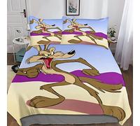 XYueww Parure De Lit Wile E. Coyote Housse De Couettes Imprimé3D, Microfibre Looney Tunes Housse De Couettes 3 Pièces AvecTaies d'oreiller Et Fermeture Éclair, pour Junior Adult.King(220x240cm)