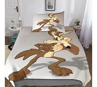 XYueww Wile E. Coyote Housse De Couettes, avec Taies D'oreillers, 3 Pièces, Looney Tunes Parure De Lit en Microfibre, avec Fermeture, pour Adultes Et Adolescents,Single(135x200cm)