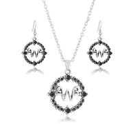 Xyvona Collier et boucles d'oreilles Mercredi, bijoux avec pendentif, accessoires de mode unisexes pour enfants, costume d'Halloween, cosplay et usage quotidien