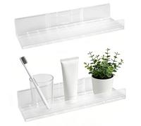 Xyvor 2 Pièces Etagere Murale sans Percage, 27 cm Etagere sans Percage | Tablette Murale sans Percage, Étagère Murale sans Percer, pour Salle de Bain, Cuisine, Salon, Bureau (Transparent)