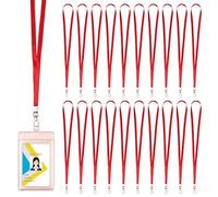 Xyvor 20 Pièces Cordon Tour de Cou, 1cm x 46cm Tour de Cou Badge, Polyester, Rouge Cordon Porte Badge avec Crochet Pivotant en Métal, Collier Badgecc pour Clés, USB, Cartes ID, Bus, Pass, Sifflet
