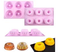 Xyvor 3 Pièce Mini Moule À Kougelhopf Silicone 6 Capacité 7 Cm Antiadhésive Moule Silicone, Moules A Baba Au Rhum, Spirale Kouglof, Moules Cannelé, Charlotte pour Muffins Jello Gélatine Gâteau