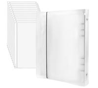 Xyvor Classeur A5 avec 12 Pièces Pochette Classeur A5 Zippée, 6 Trous Pochettes, classeur budget a5 en PVC, Transparent et Imperméable, pour Espèces Cartes Photos