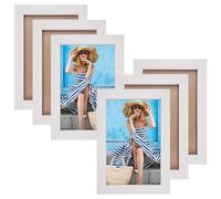 Xyvor Lot de 6 Cadre Photo 10x15 cm, Cadre Photo Bois, Cadres Photos Blanc, Design Élégant et Chic, pour Décoration Murale et de Table, pour Chambre, Bureau, Salon et Gallerie, Photos et Posters