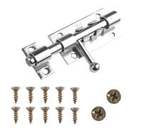 Xyvor Targette de Porte en Acier Inoxydable 304, 107 × 35 mm Loquet Porte Extérieur avec Trou pour Cadenas, Loquets et Verrous de Portes avec Vis, Door Lock pour Portes, Fenêtres, Clôtures (Argent)