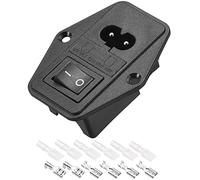 XYWHPGV C8-8 adaptateur de prise de montage sur panneau 250V 10A 2P IEC Module d'entrée prise de connecteur d'alimentation prise droite avec interrupteur à fusible 4 broches, connecteurs thermorétrac