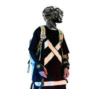 XYXIONGMAO Cyberpunk Chemise Techwear Chemise Streetwear pour Homme Tactique Japonaise Hip Hop Anime Graphique Gothique Tees(Black,S)