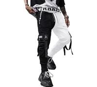 XYXIONGMAO Pantalon de Jogging pour Homme techwear Hip-hop Sarouel Streetwear Tactique, Noir/Blanc, XX-Large
