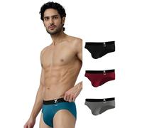 XYXX Men Aero Lot de 4 slips antibactériens en coton peigné Coupe régulière, Bleu légion + noir + marron foncé + gris givré, S
