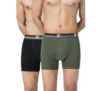 XYXX Nova Lot de 2 boxers en coton pour homme | Coupe régulière avec ceinture intellifresh sans marques | Sous-vêtements unis pour homme, vert olive et gris tempête, taille 6