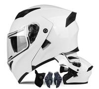 XYYYM Casque de Moto Intégral Hommes Femmes Casque Modulaire à Double Visière avec Gants et Protection Faciale, Homologué ECE Casque de Course Urbaine Cyclomoteurs Adultes, 57-64cm