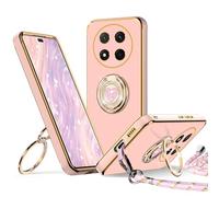 XYZ Coque pour Honor Magic 7 Lite, avec Double Anneau de Support Cœur, avec Lanière pour Filles et Femmes, Coque de Protection Luxe Mignonne et Scintillante pour Honor Magic 7 Lite, Rose