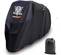 XYZCTEM Housse de Moto Noire - Sac de Rangement extérieur imperméable, Convient aux Moteurs jusqu'à 274,3 cm, fabriqué en matériau Robuste, Compatible avec Harley Davison et Tous Les Moteurs, Sangle