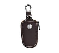 XYZNB Genuine Leather Car Logo Key Case Square Zipper Key Pouch Comprehensive Protection, Full-Cover Design. pour MG HS, IM5, IM6, Marvel R, MGS5 EV, Mulan.,Brown
