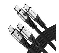 XYZYZ Câble USB C vers USB C, 100W 【2M+2M】 Câble Type C vers Type C Cable USB C Charge Rapide Nylon Tressé Chargeur USB C pour Macbook Pro 2020, iPad Pro 2020, Samsung S21 S20, Huawei P40 P30.[Noir]
