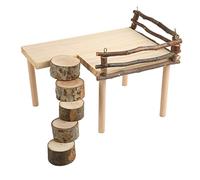 Xzcvalimn Plateforme d’Escalade pour Hamster, Plateforme d’activité en Bois pour Hamster, Jouet d’Escalade en rondin Naturel à 2 Niveaux avec échelles rotatives, adapté aux Petits Animaux de