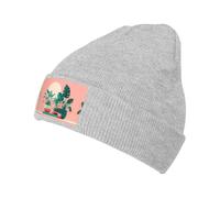 XZDAL Beau bonnet chaud en tricot noir pour femme, doux et confortable, avec doublure en polaire, gris, Taille unique