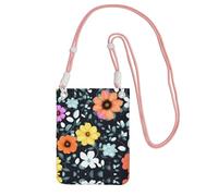 XZDAL Beau sac à bandoulière à fleurs colorées pour téléphone portable, noir, pour femme, tendance et réglable, léger pour un usage quotidien, rose, Taille unique