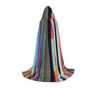 XZDAL Cape à capuche avec lignes verticales irrégulières - M - Pour adolescents - Longue cape pour cosplay, bal masqué, carnaval, fête