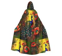 XZDAL Cape à capuche pour adulte avec fleurs de paon pour Halloween, cosplay, bal masqué, fête costumée