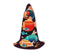 XZDAL Cape à capuche « There is another fish in the fish in the fish » - S pour adolescents - Longue cape pour cosplay, bal masqué, carnaval, fête