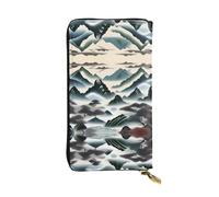 XZDAL Clouds and Mountains Portefeuille long en cuir tendance avec emplacements pour cartes, poche pour espèces et section zippée pour pièces de monnaie