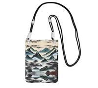 XZDAL Clouds and Mountains Sac à bandoulière pour téléphone portable Noir pour femme, tendance et réglable, léger pour un usage quotidien, Noir , Taille unique