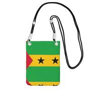 XZDAL Drapeau de Sao Tomé et Principe Sac à bandoulière pour téléphone portable - Noir - Pour femme, tendance et réglable, léger pour un usage quotidien, Noir , Taille unique