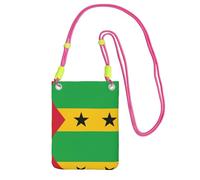 XZDAL Drapeau de Sao Tomé et Principe Sac à bandoulière pour téléphone portable - Noir - Pour femme, tendance et réglable, léger pour un usage quotidien, Fuchsia, Taille unique