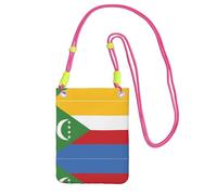 XZDAL Drapeau des Comores Sac à bandoulière noir pour téléphone portable pour femme, tendance et réglable, léger pour un usage quotidien, Fuchsia, Taille unique