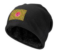XZDAL Funny Face Peach Bonnet d'hiver en tricot chaud avec doublure en polaire douce pour sports de plein air, Noir , Taille unique