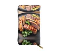 XZDAL Golden Roast Portefeuille long en cuir tendance avec emplacements pour cartes, poche pour espèces et section zippée pour pièces de monnaie