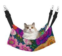 XZDAL Hamac à fleurs doux et épais pour chat réglable avec crochets en métal, double face pour un confort ultime