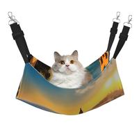 XZDAL Hamac doux et velouté au coucher de soleil dans Barcelone L pour chat réglable avec crochets en métal, double face pour un confort ultime