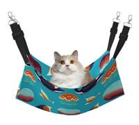 XZDAL Hamac doux et velouté motif poisson tropical M pour animaux domestiques, chat réglable, avec crochets métalliques, double face pour un confort ultime