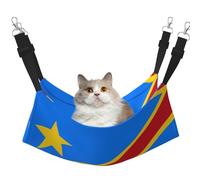 XZDAL Hamac drapeau du Congo doux velouté L pour chat réglable avec crochets en métal, double face pour un confort ultime