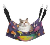 XZDAL Hamac en forme de champignon de rêve velouté doux et coloré L pour animaux domestiques, réglable avec crochets métalliques, double face pour un confort ultime