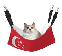 XZDAL Hamac en velours doux avec drapeau de Singapour L pour chat réglable avec crochets en métal, double face pour un confort ultime