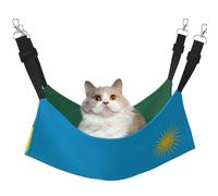 XZDAL Hamac en velours doux drapeau du Rwanda M pour animal domestique, réglable avec crochets métalliques, double face pour un confort ultime