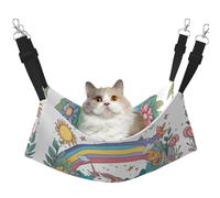 XZDAL Hamac velouté doux Licornes au bord de la rivière L pour animal domestique, réglable avec crochets métalliques, double face pour un confort ultime