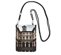 XZDAL Old Architecture Sac à bandoulière pour téléphone portable, noir, pour femme, tendance et réglable, léger pour un usage quotidien, Noir , Taille unique