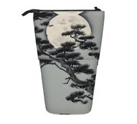 XZDAL Pine Tree Under The Moon Trousse à crayons avec design extensible, portable et léger pour ranger les petits objets