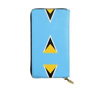 XZDAL Portefeuille long en cuir avec motif drapeau de Sainte-Lucie avec fentes pour cartes, poche pour espèces et section zippée pour pièces de monnaie