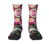 XZDAL Romance Blooms Chaussettes mi-mollet unisexes en polyester doux pour la peau et respirant Blanc, 2 Noir-2, Taille unique