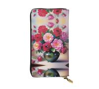 XZDAL Romance Blooms Portefeuille long en cuir tendance avec emplacements pour cartes, poche pour espèces et section zippée pour pièces de monnaie