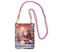 XZDAL Sac à bandoulière d'hiver pour téléphone portable motif Père Noël noir pour femme, tendance et réglable, léger pour un usage quotidien, Fuchsia, Taille unique