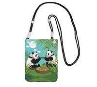 XZDAL Sac à bandoulière pour téléphone portable avec deux grands pandas, noir, pour femme, tendance et réglable, léger pour un usage quotidien, Noir , Taille unique