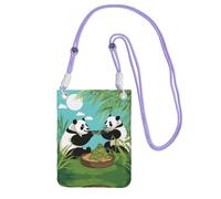 XZDAL Sac à bandoulière pour téléphone portable avec deux grands pandas, noir, pour femme, tendance et réglable, léger pour un usage quotidien, violet, Taille unique