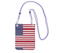 XZDAL Sac à bandoulière pour téléphone portable motif drapeau américain noir pour femme, tendance et réglable, léger pour un usage quotidien, violet, Taille unique